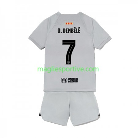 Completo Calcio Barcellona Ousmane Dembele 7 Bambino Divisa Terza 2022-2023